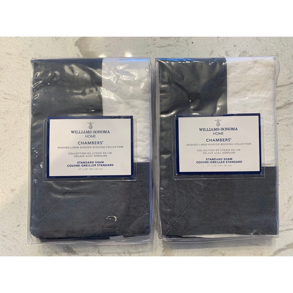 Williams Sonoma Linen Border Shams